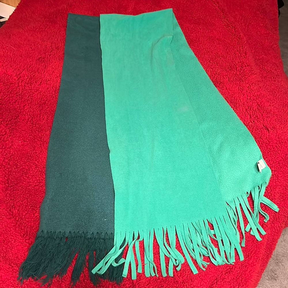 Two Scarves. Light color green is Old Navy and dark green isn’t marked.